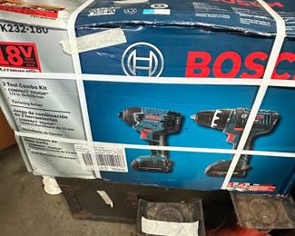Garage - Bosch drills new in box & more
