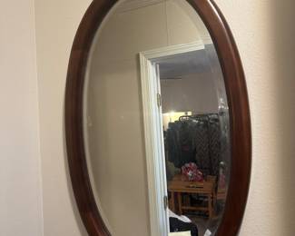 Vintage oval mirror in wood 