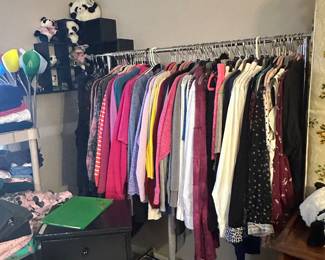 Women’s sweaters & jackets along with dome small pieces of furniture 