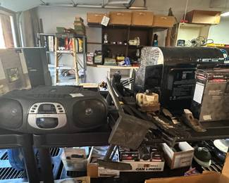 Garage - boom box, ladder in back ground - so much more!