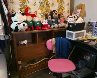 Mattress, box springs, headboard, footboard & rails; desk & desk chair