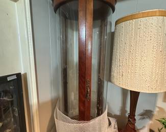 Glass & wood display cabinet - lamp- miscellaneous 