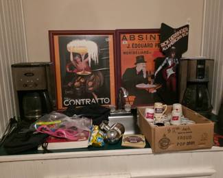 Coffee makers, posters, cups & miscellaneous