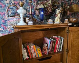 Cabinet with books, lamps & more