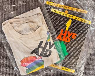 Vintage LIVE AID t-shirt and event booklets
