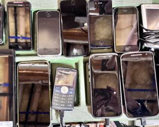 All kinds of older phones, devices, and electronics cords.