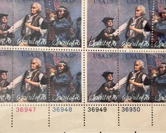 Another example of the collected stamps. Many many more sheets of stamps.