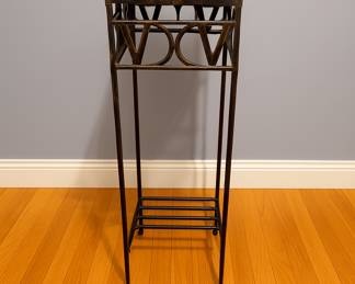 Stone top iron pedestal table