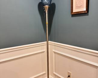 Torchiere floor lamp with art glass shade