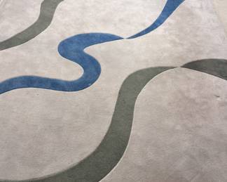 8x13 Braedon Masterpiece rug by Craftsmen. Nylon. Grey with colored ribbon design