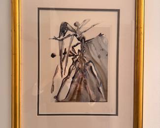 Salvador Dali, The Devine Comedy - Inferno, Canto 15 "The Borders of Phlegethon" Wood engraving in color on Rives paper after a watercolor by Salvador Dali, signed in block. Includes certificate of authenticity.
