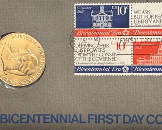 US Bicentennial collectible coin and stamps