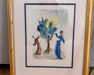 Salvador Dali. "The Tree of Chastisement" The Divine Comedy - Purgatory, Canto 24. Wood engraving in color on Rives paper after original watercolor by Salvador Dali. Includes Certificate of Authenticity