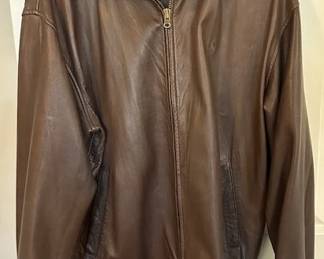 Polo Ralph Lauren brown leather jacket in size L.