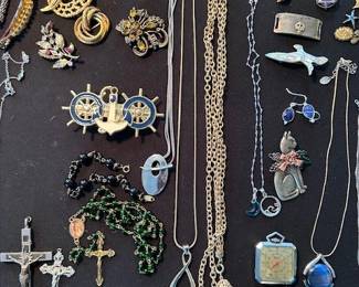 Costume jewelry including sterling silver.