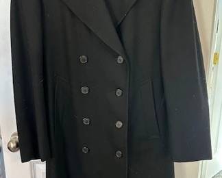 Double breasted wool blend officer's coat, size L.
