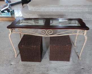 library table, storage boxes