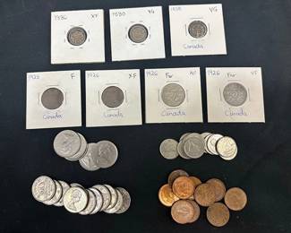 Collection of Antique and Vintage Canadian Silver etc. Coins
