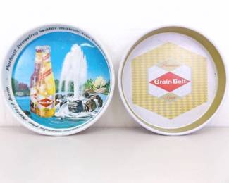 2 Vintage Miller Beer Advertising Metal Serving Trays
