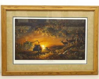 Wood Framed 33" x 24" Terry Redlin "Sunset Harvest"
