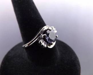 10k White Gold Pink Sapphire Ring Size 5.75
