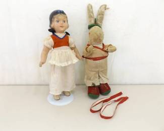 Antique 13" Snow White Doll and Velveteen Rabbit Doll
