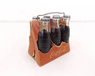 RARE Vintage 1940's Coke Miniature 6 Pack Carrier With Six (6) Glass Bottles
