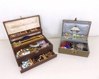 2 Jewelry Boxes FULL of Costume Jewelry 
