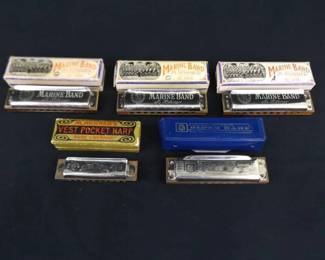 Lot of 5 Horner Harmonicas in Varying Keys 
