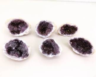 3 Small SHARP Amethyst Geodes Wholes Cut in Half
