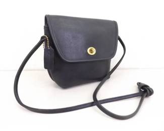Authentic Vintage Black Leather COACH Quincy Crossbody Shoulder Bag
