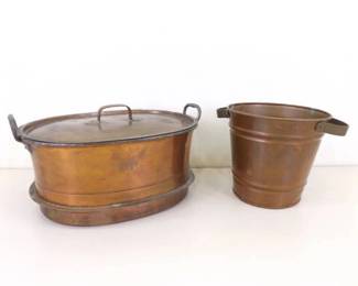 Antique Copper 5qt Dutch Oven Roaster and Pail
