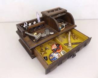 Lot of Mens Jewelry, Jewelry Box, Keepsakes, Findings, etc.
