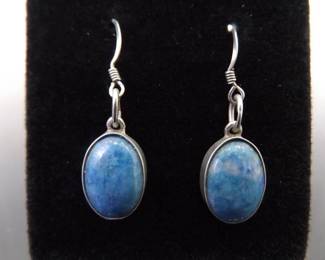 .925 Sterling Silver Sodalite Dangle Post Earrings
