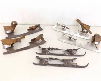 3 Pairs of Antique Metal Ice Skates
