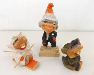 3 Hand Carved Henning Trolls

