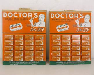 Lot of 2 In Original Box COMPLETE Doctor's Razor Blade Counter Displays
