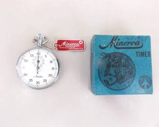 WORKING As New w/Tags in Original Box Minerva Pocket Stop Watch
