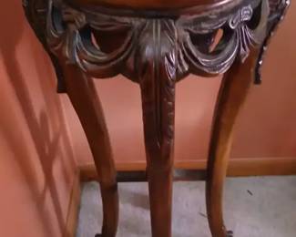 Wood And Marble Ornate Stand