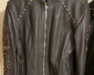 Rich Brown Leather Womens Medium Biker Jacket