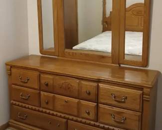 Queen Headboard Frame And Dresser With Mirror