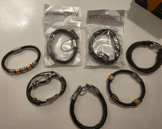 Seven 90s Y2K Stainless Leather Mens Bracelets