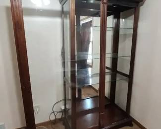 Curio Cabinet With 3 Shelves And Lights Sliding Front Door