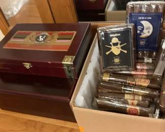 Medium Desk Humidor Plus Wooden Cigar Box Plus A Cardboard Box Wa Lot Of Packaging