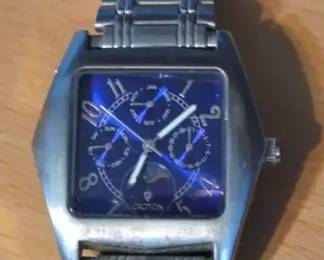 Croton Mens Watch With Blue Face And Stainless Steel Band