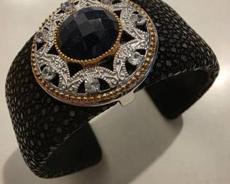 Shagreen Sterling Bracelet Black Stone