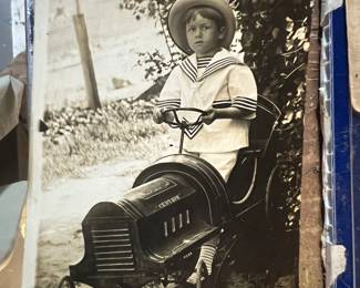 1920s Real Photo Post Card, Girl in Pedal Car