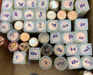 50+ rolls pennies, most brilliant uncirculated 
