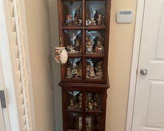 Mahogany Curio Cabinet full of Hummels 