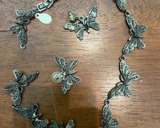 Butterfly Necklace & Earrings 
